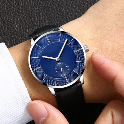 Waterproof watch men's ultra-thin leather with quartz watch fashion trend waterproof luminous business watch