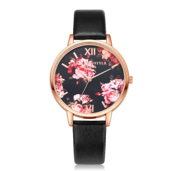 Women's fashion custom alloy flower dial watch