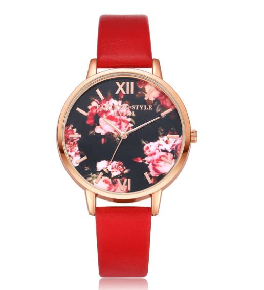 Women's fashion custom alloy flower dial watch
