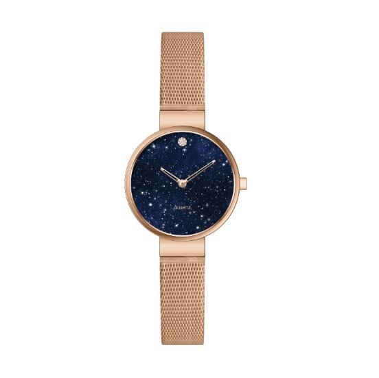 Ultra-thin fashion ladies mesh with Milan stainless steel quartz gemstone starry sky watch